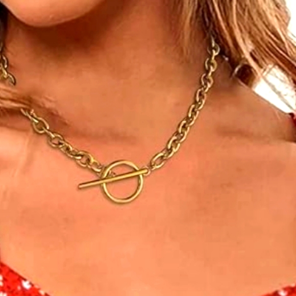 18K Gold Toggle Chain Necklace NWT - Picture 4 of 4